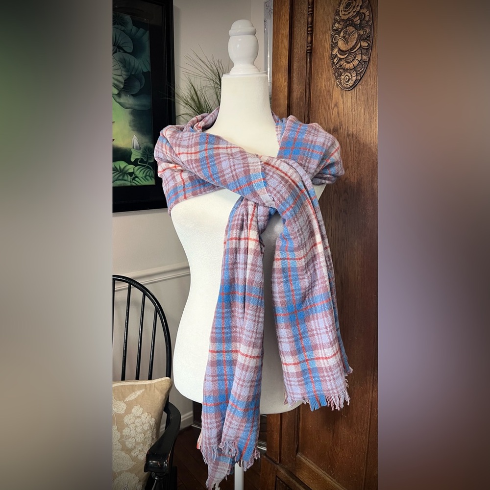J. Crew Made in Italy large plaid woven shawl wrap